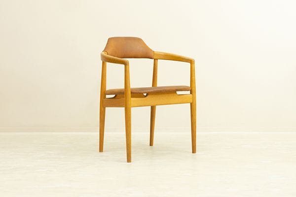 ǥޡ   ơ쥶 Oak Arm Chair with Vintage Leather from Denmark̲ơݤߤΤʥե졼