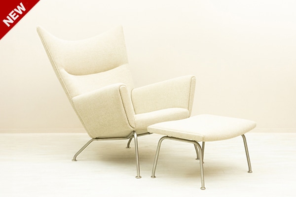CH445 Wing Chair & CH446 Ottoman Set by Hans J Wegner
