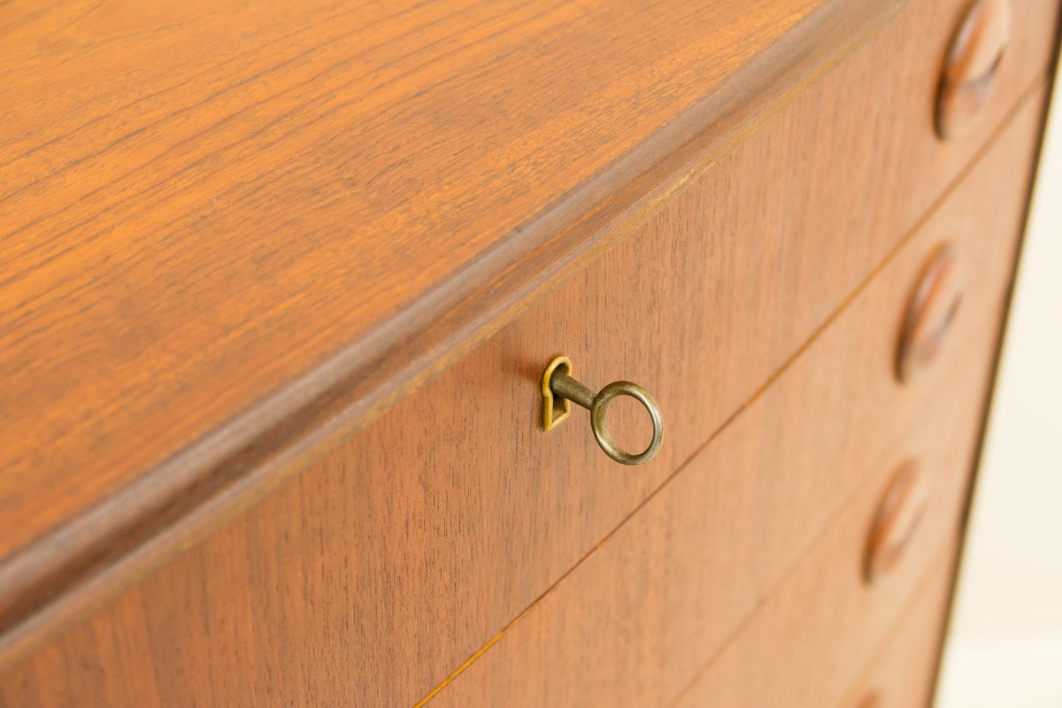 7�ʥ������ȡʸ��դ��˥ǥ�ޡ��� �������� ��Danish Vintage Teak 7-Drawer Chest with Key���̲�������ơ����������ե졼���