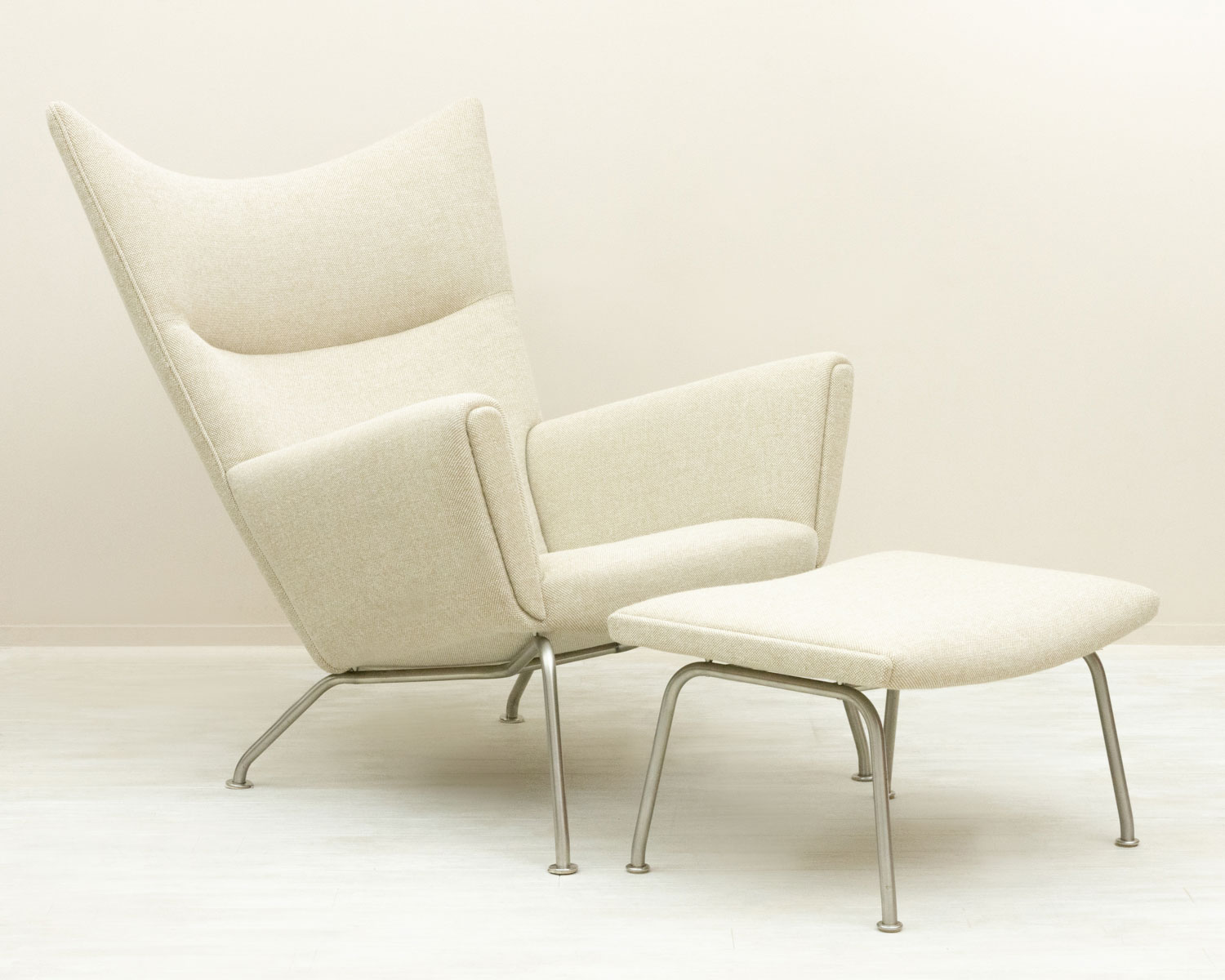 CH445 Wing Chair & CH446 Ottoman Set by Hans J Wegner