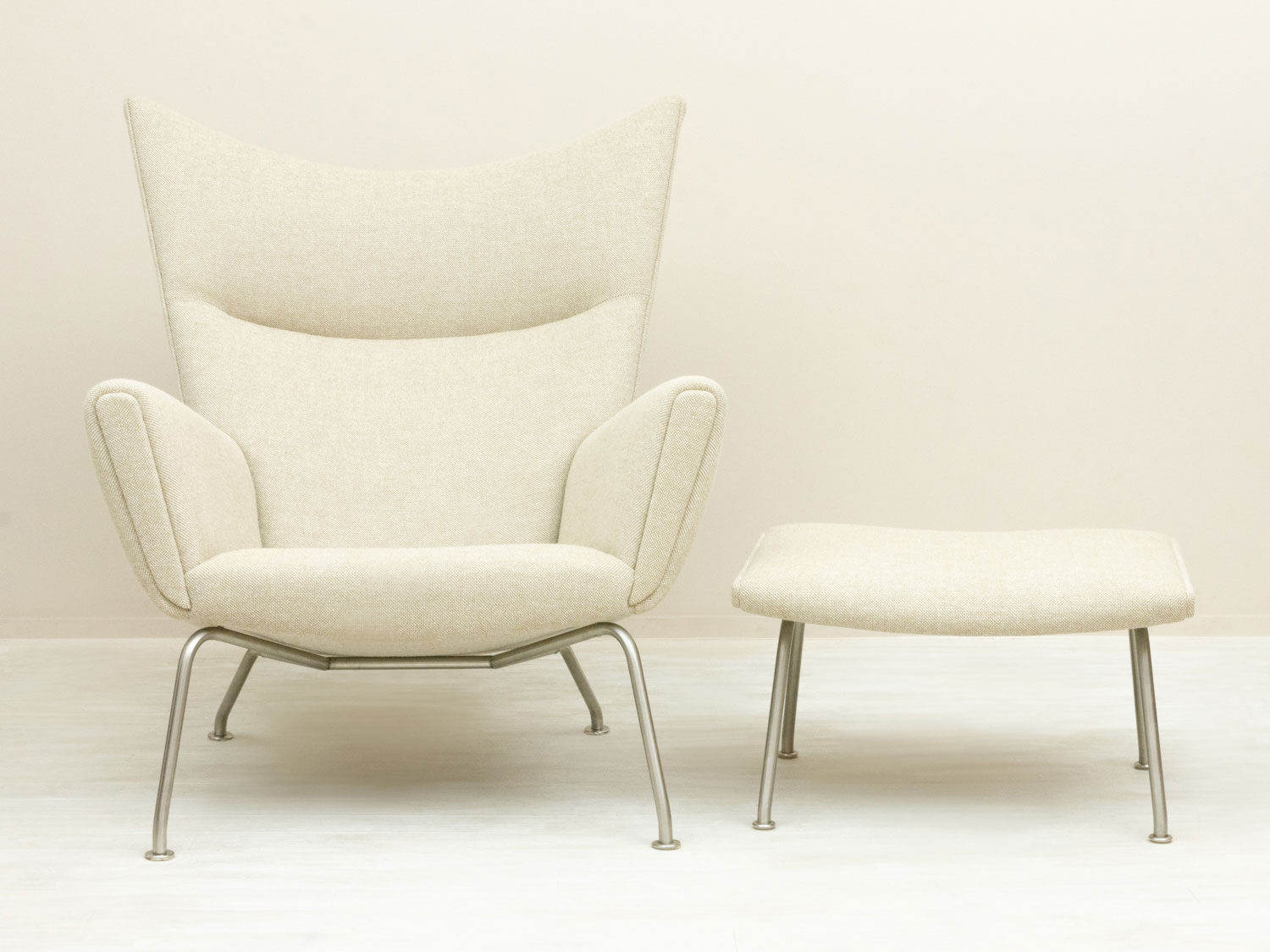 CH445 Wing Chair & CH446 Ottoman Set by Hans J Wegner