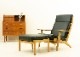 GE290A High back Chair + Ottoman by Hans J Wegner