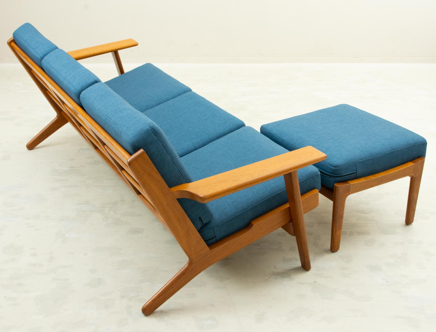 GE290 3 Seater Teak Sofa + Ottoman by Hans J Wegner