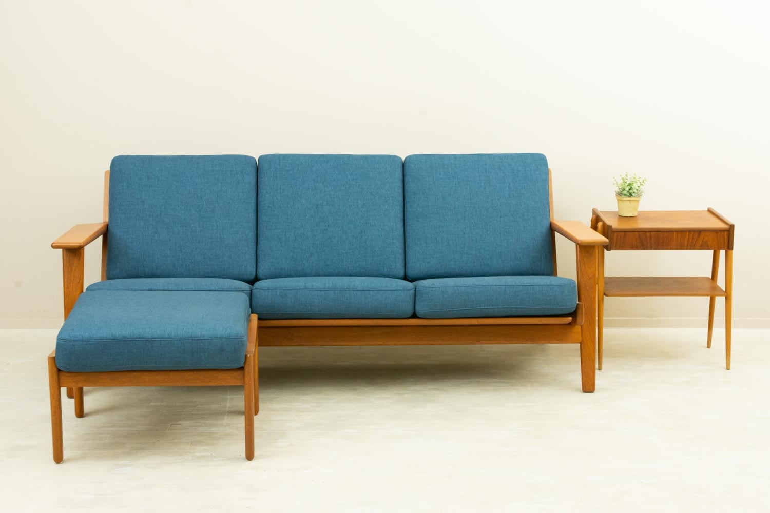 GE290 3 Seater Teak Sofa + Ottoman by Hans J Wegner