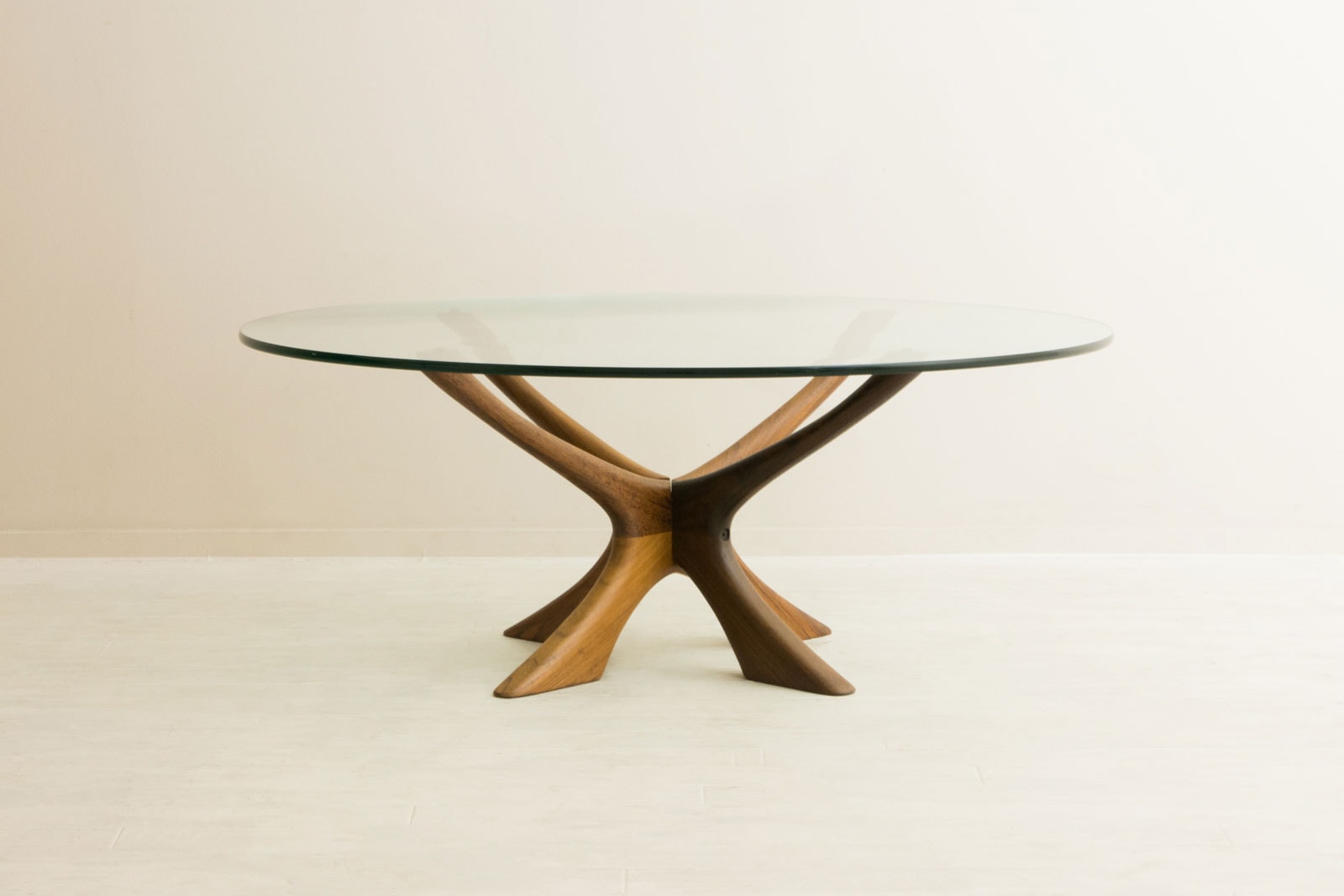 センターテーブル・ローテーブル Illum wikkelso Denmark glass top table Illum wikkelso Denmark glass top table