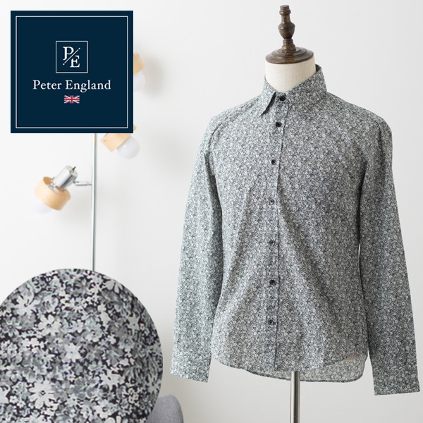 ピーターイングランド Peter England,長袖 英国老舗ブランド 日本縫製 メンズ 花柄シャツ フラワープリント UKデザイン