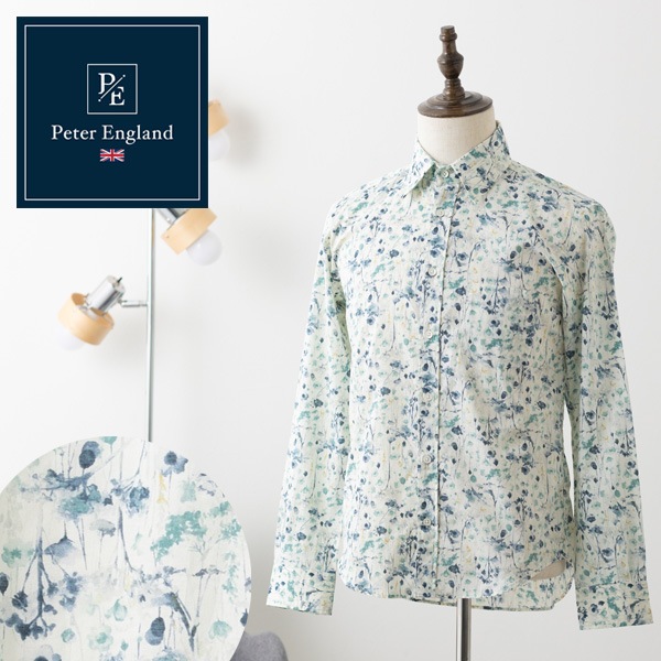 ピーターイングランド Peter England,長袖 英国老舗ブランド 日本縫製 メンズ 花柄シャツ フラワープリント UKデザイン