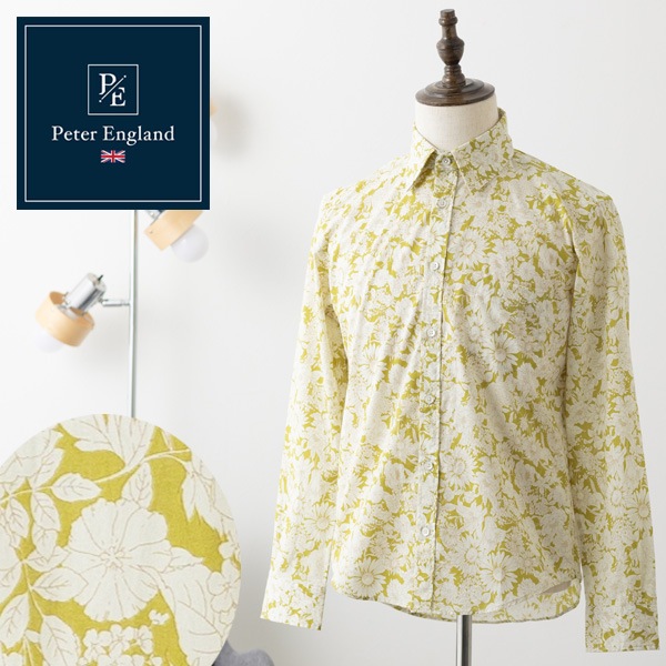 ピーターイングランド Peter England,長袖 英国老舗ブランド 日本縫製 メンズ ボタニカルプリント フラワー UKデザイン