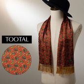 Tootal Vintage ユニセックス ピュア シルク スカーフ レッド ペイズリー トゥータル ヴィンテージ ユニセックス