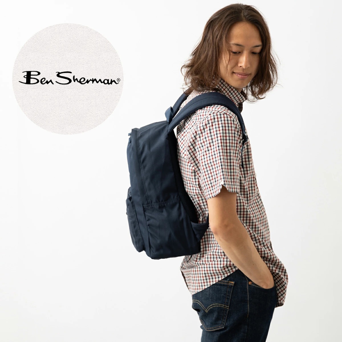 �٥󥷥㡼�ޥ� Ben Sherman �����ץ��ȥ��ꥸ�ʥ�Хå��ѥå� �֥�å� �ͥ��ӡ� ���å����å�