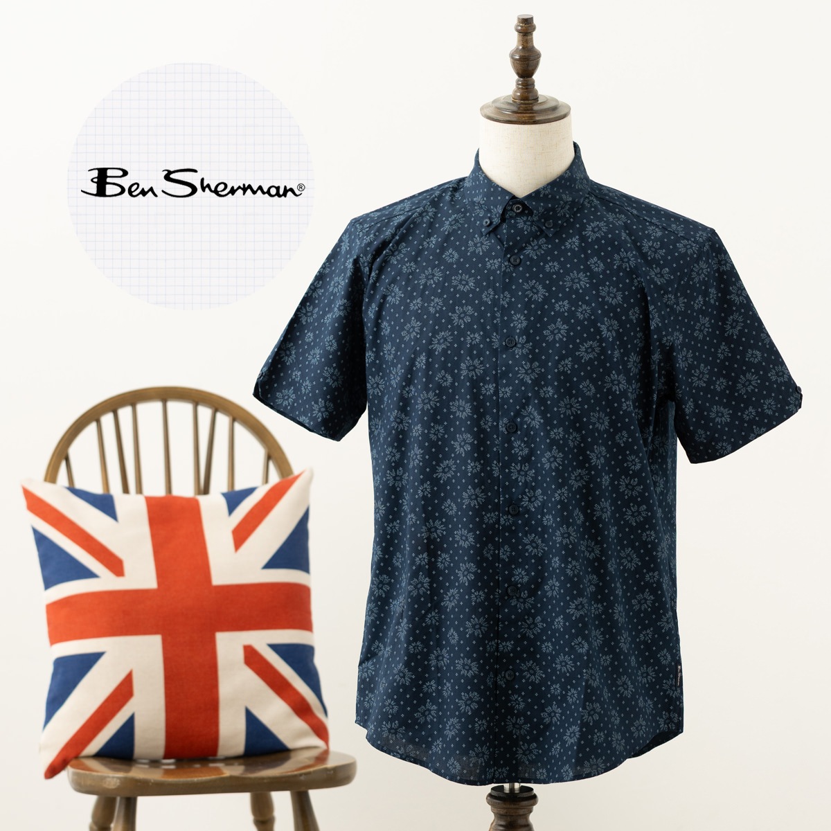 Ben Sherman �٥󥷥㡼�ޥ� Ⱦµ����� ���� �������ͥ��ӡ� MOD FIT ��˥��å���