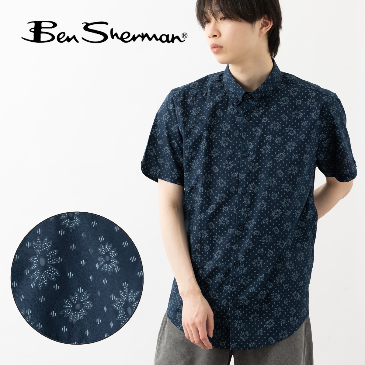 Ben Sherman �٥󥷥㡼�ޥ� Ⱦµ����� ���� �������ͥ��ӡ� MOD FIT ��˥��å���