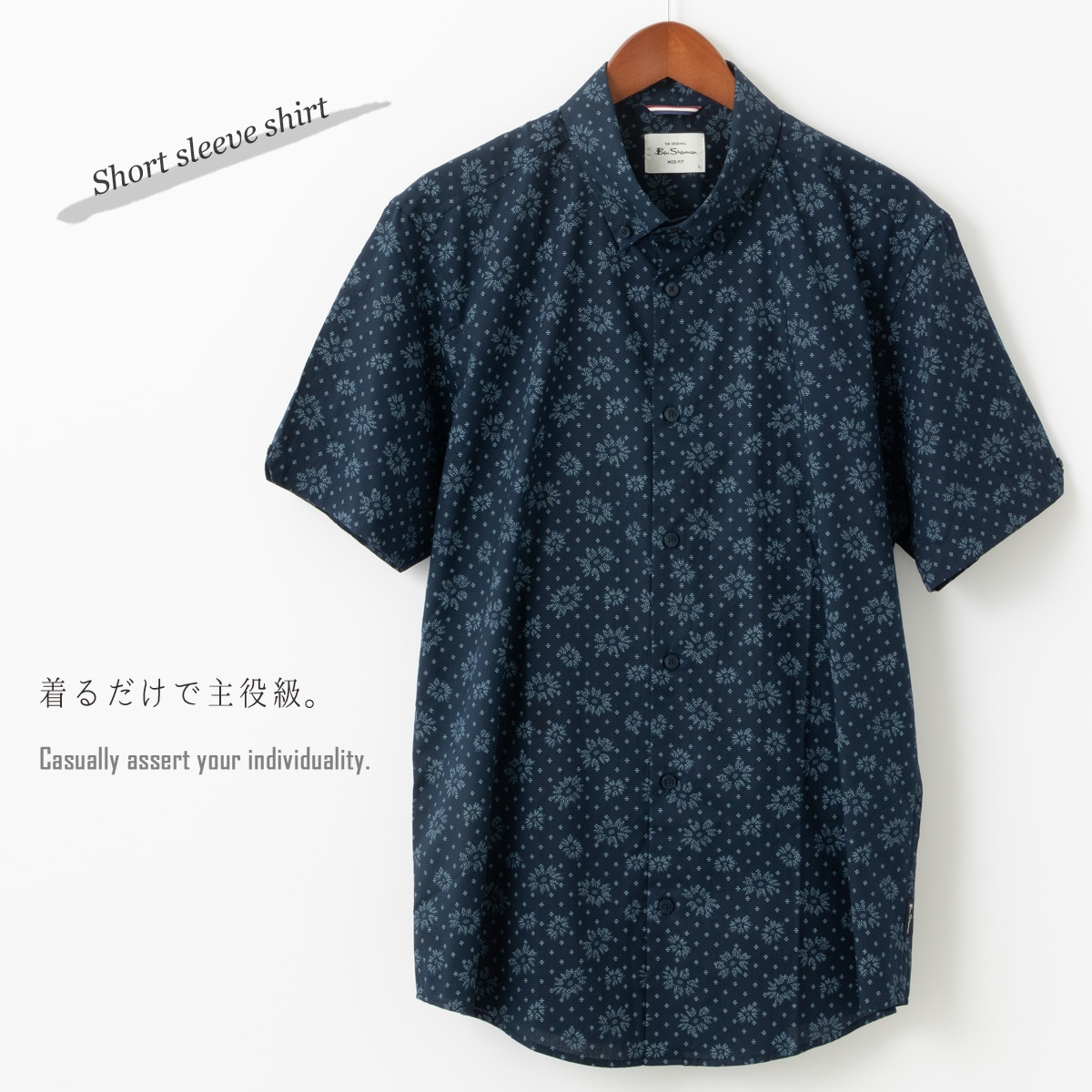 Ben Sherman �٥󥷥㡼�ޥ� Ⱦµ����� ���� �������ͥ��ӡ� MOD FIT ��˥��å���