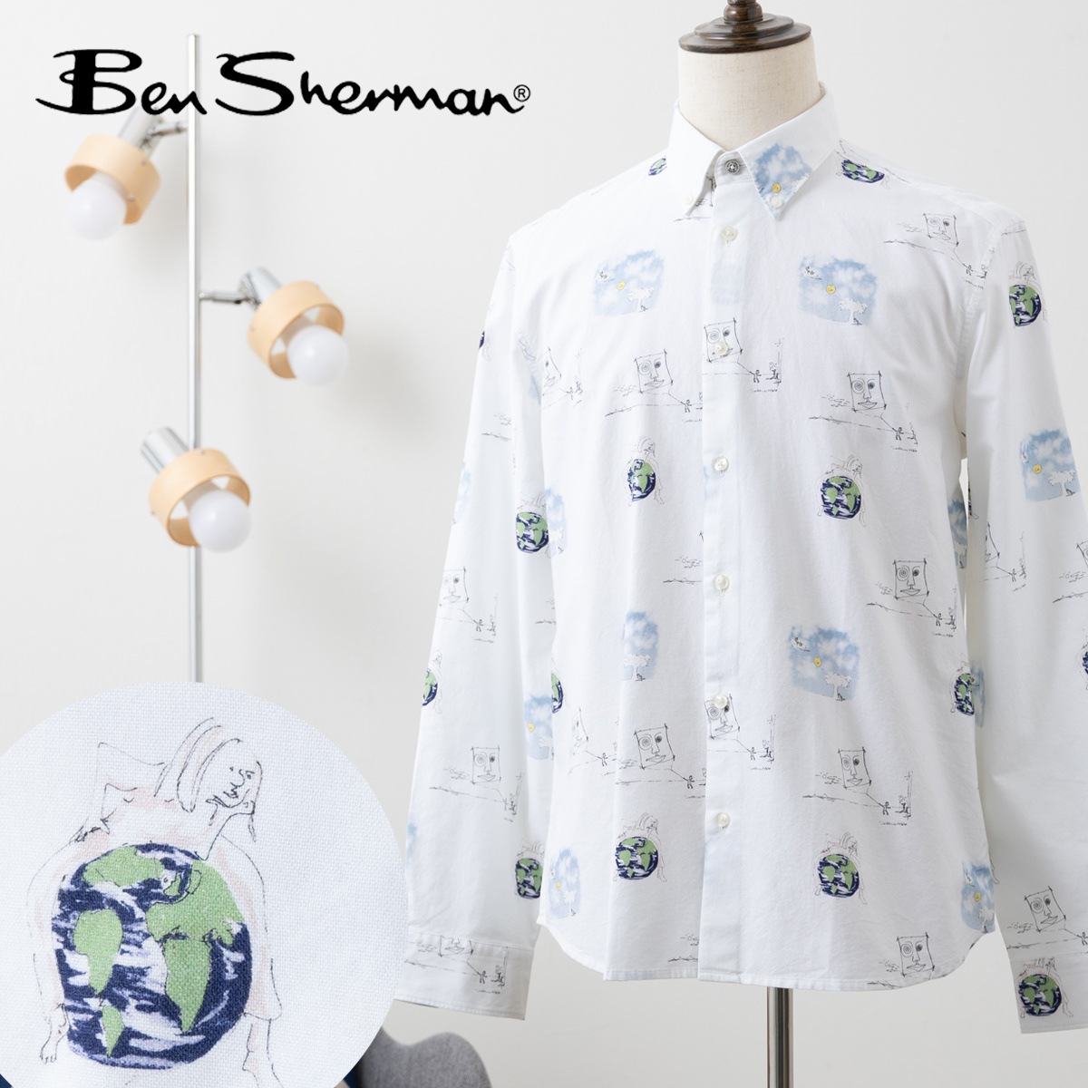 �٥󥷥㡼�ޥ� Ben Sherman ������Υ󥳥�� �����å��ץ��� Ĺµ����� �ۥ磻�� ���饹�� ���饷�å��ե��å� �ܥ�������� ���åȥ� ��� ���� �ץ쥼��� ���ե�