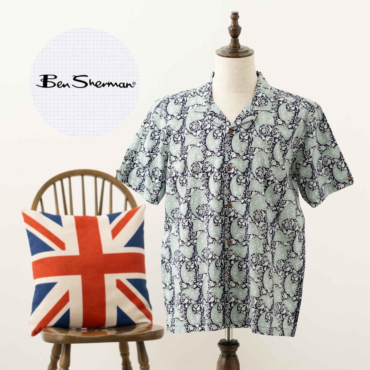 Ben Sherman �٥󥷥㡼�ޥ� ����Ⱦµ����� �ڥ����꡼ ���������� RELAXED FIT ��˥��å���