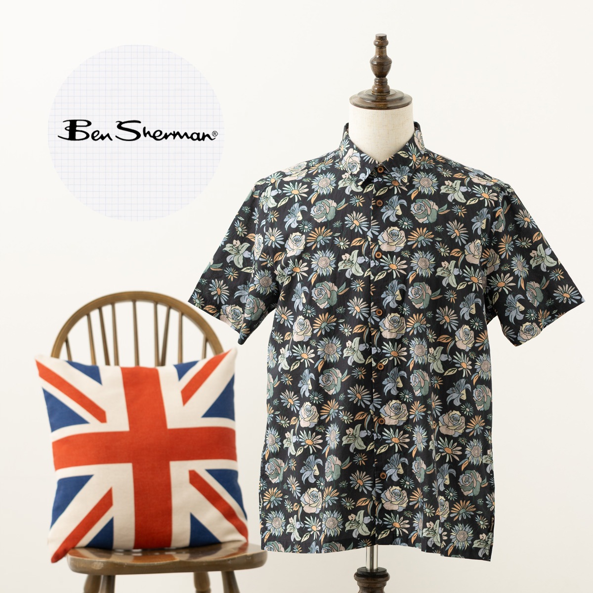 Ben Sherman �٥󥷥㡼�ޥ� Ⱦµ����� ���� �֥�å� CARNABY FIT ���åȥ� �ե������ ��˥��å���