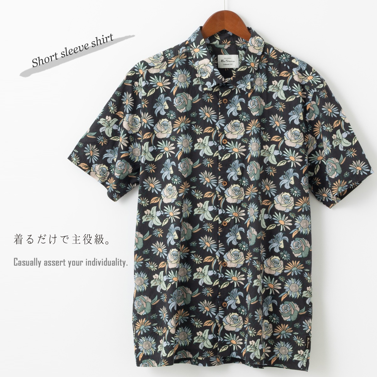 Ben Sherman �٥󥷥㡼�ޥ� Ⱦµ����� ���� �֥�å� CARNABY FIT ���åȥ� �ե������ ��˥��å���