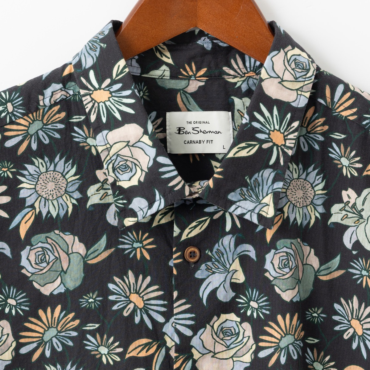 Ben Sherman �٥󥷥㡼�ޥ� Ⱦµ����� ���� �֥�å� CARNABY FIT ���åȥ� �ե������ ��˥��å���
