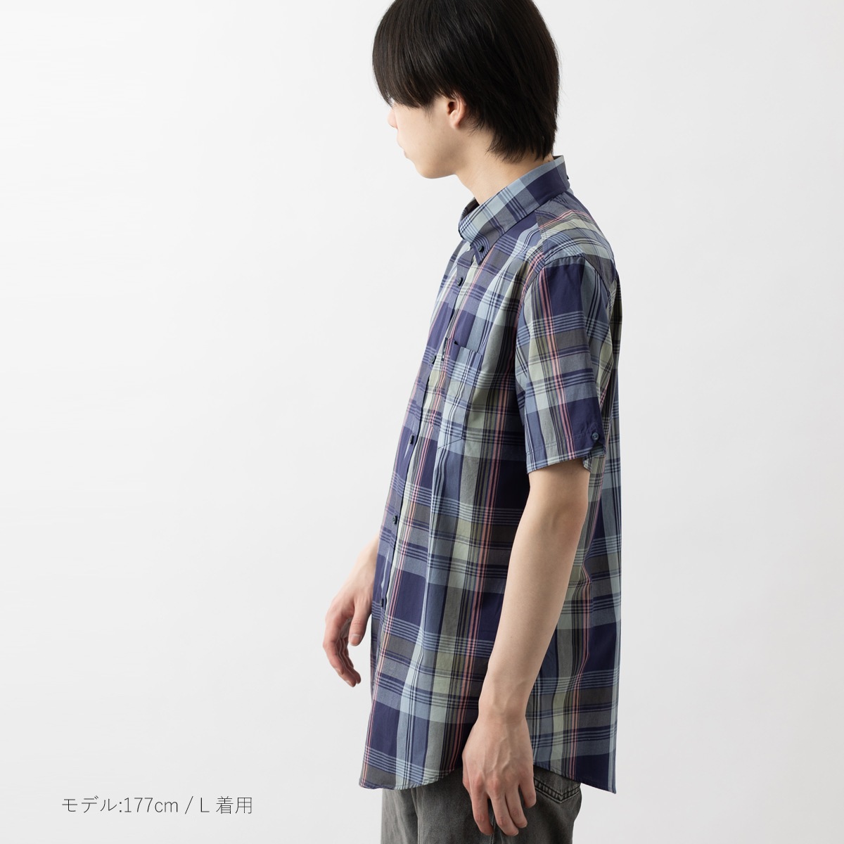 Ben Sherman �٥󥷥㡼�ޥ� Ⱦµ����� �֥��å������å� �����ܥ꡼ �֥롼 �ͥ��ӡ� MOD FIT ���åȥ� �����å� ��˥��å���