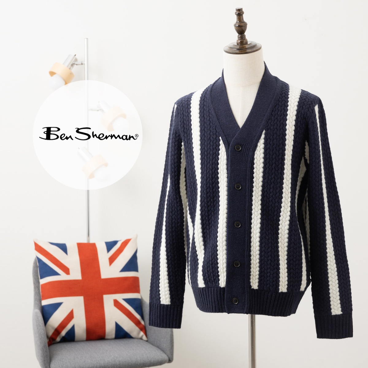 �٥󥷥㡼�ޥ� Ben Sherman V�ͥå��˥åȥ��ȥ饤�ץ����ǥ����� �������ͥ��ӡ� ���ȥ饤�� Ĺµ �������� �˥å� ���ä��� ����