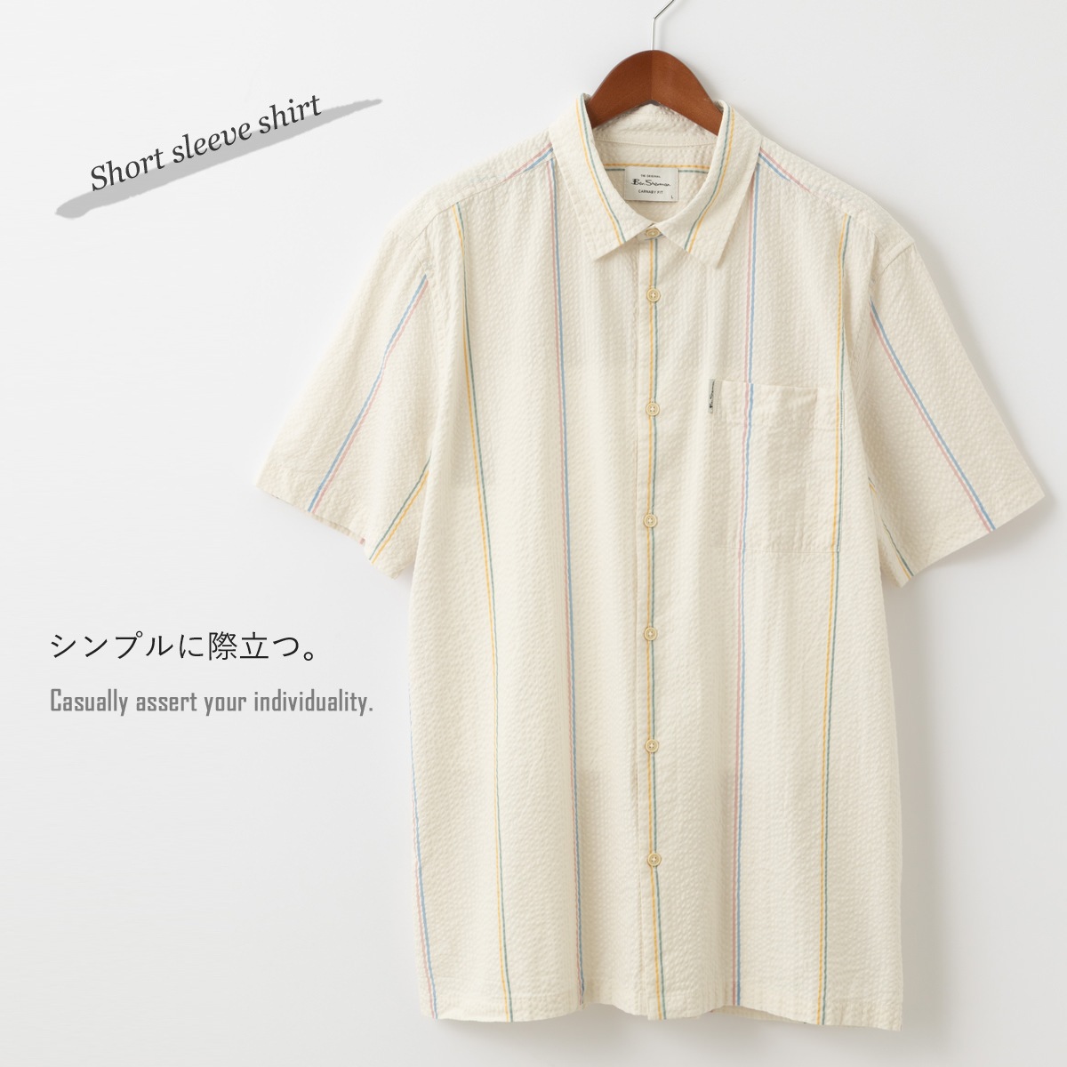 Ben Sherman �٥󥷥㡼�ޥ� Ⱦµ����� �������å��� ���ȥ饤�� �����ܥ꡼ �������ͥ��ӡ� CARNABY FIT ���åȥ� ��˥��å���