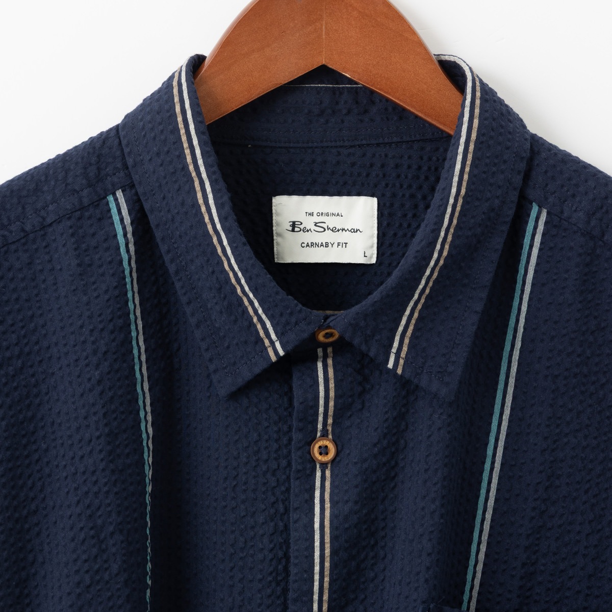 Ben Sherman �٥󥷥㡼�ޥ� Ⱦµ����� �������å��� ���ȥ饤�� �����ܥ꡼ �������ͥ��ӡ� CARNABY FIT ���åȥ� ��˥��å���