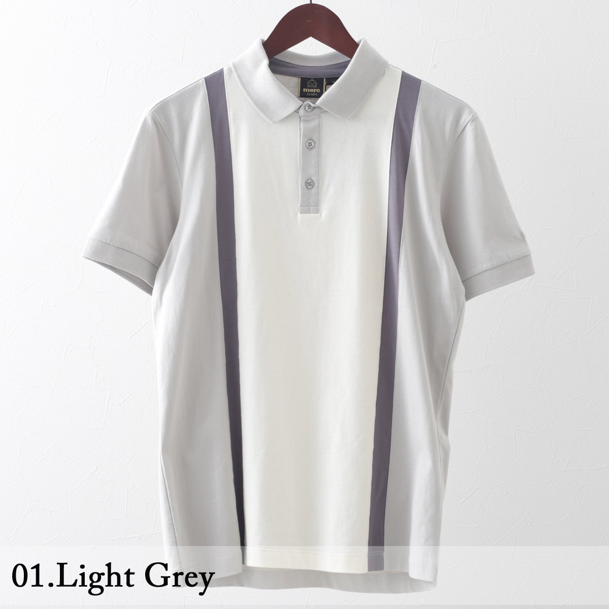 FLAGSTUFF グレー系 ストライプ ポロシャツ メルクロンドン Merc London,メンズ Merc London メルクロンドン