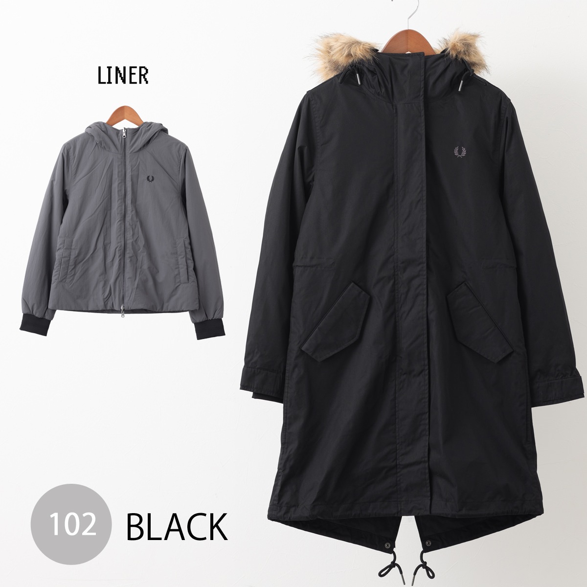 美品 3way フレッドペリー　モッズコート　Lサイズ　FRED PERRY FRED PERRY フレッドペリー モッズコート L ベスト インナーボア