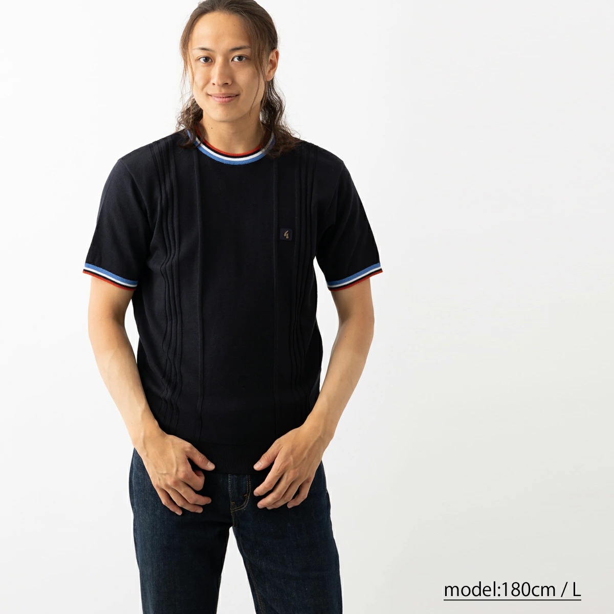 Gabicci ��� ���롼�ͥå��˥å� Ⱦµ �˥åȥݥ� ���ӥå� ���ȥ饤�� �ƥ��åץ饤�� �˥å� �ͥ��ӡ� ������ �ۥ磻��