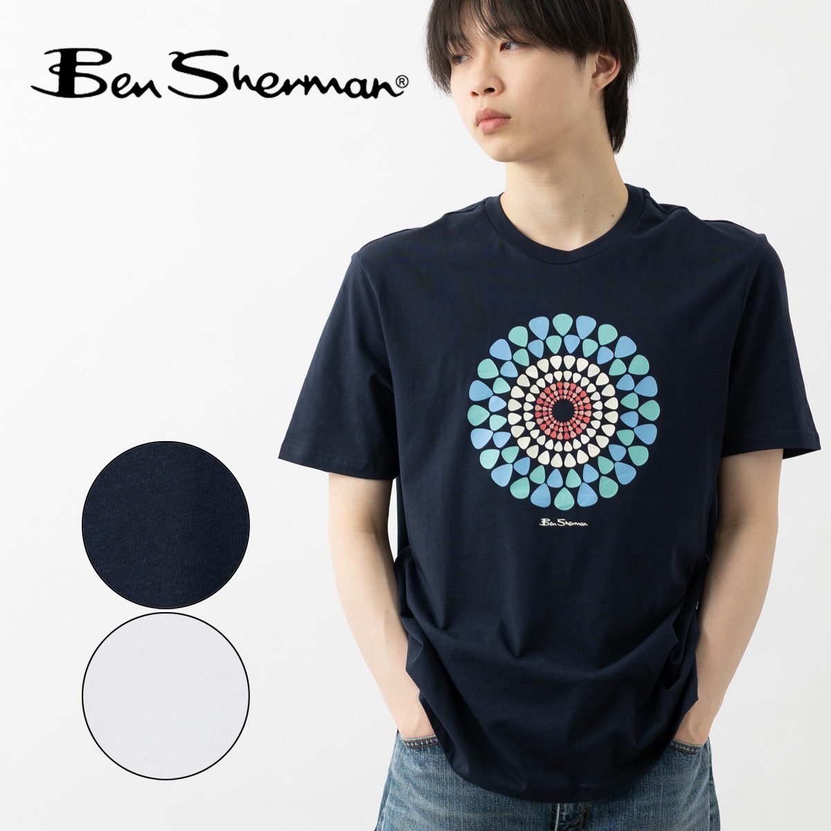 Ben Sherman �٥󥷥㡼�ޥ� T����� ���åȥ� �������åȥޡ��� �������ͥ��ӡ� �ۥ磻�� �쥮��顼�ե��å� ��˥��å���