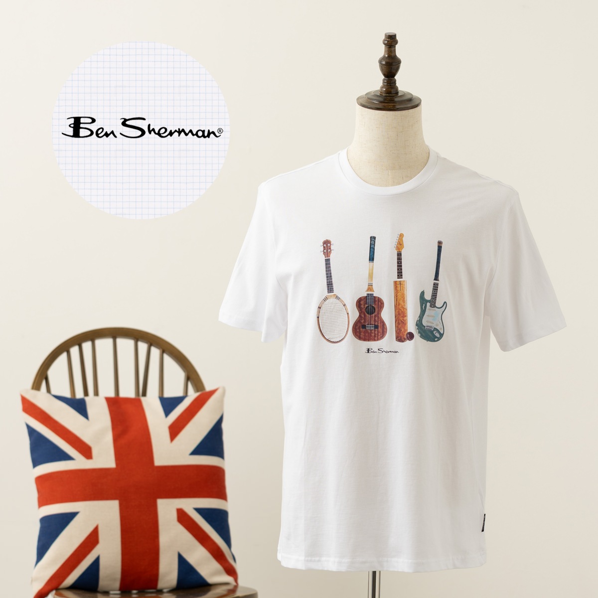 Ben Sherman �٥󥷥㡼�ޥ� T����� ���åȥ� ������ �ۥ磻�� �쥮��顼�ե��å� ���롼�ͥå� ��˥��å���