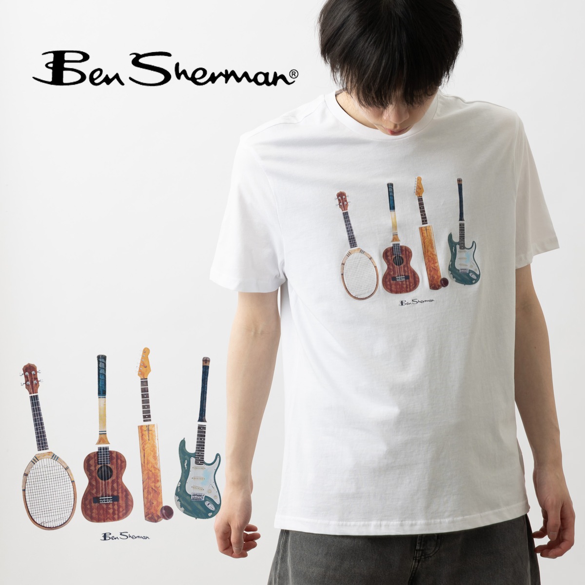 Ben Sherman �٥󥷥㡼�ޥ� T����� ���åȥ� ������ �ۥ磻�� �쥮��顼�ե��å� ���롼�ͥå� ��˥��å���