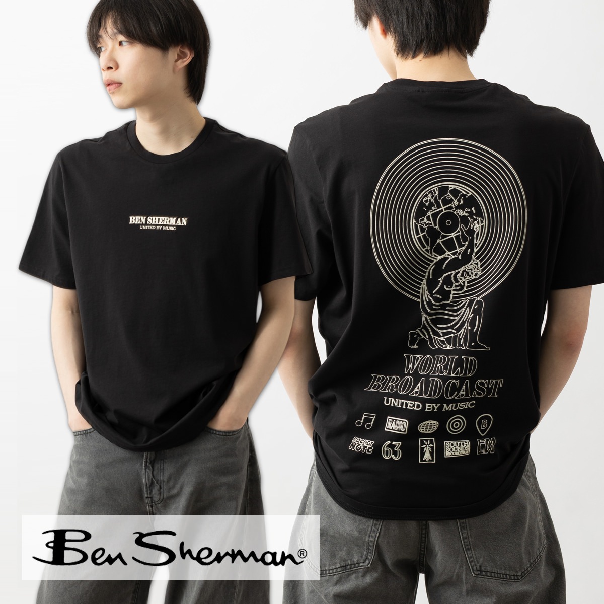 Ben Sherman �٥󥷥㡼�ޥ� T����� �Хå��ץ��� �֥�å� ���å����ե��å� ��˥��å���