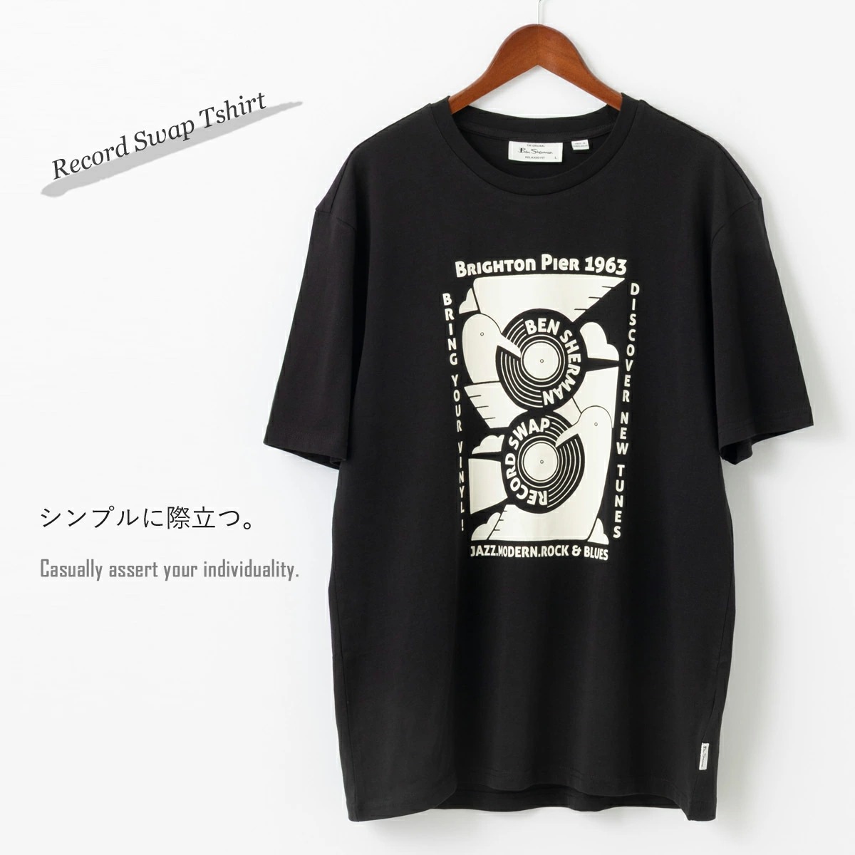 Ben Sherman �٥󥷥㡼�ޥ� T����� �쥳���ɥ���å� �֥�å� ���å����ե��å� ��˥��å���