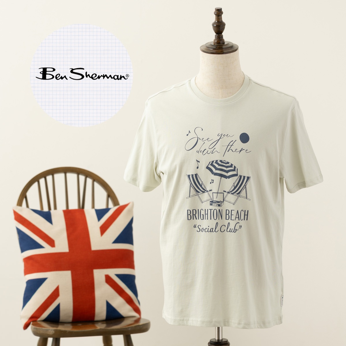 Ben Sherman �٥󥷥㡼�ޥ� T����� �ӡ����ѥ饽�� �֥饤�ȥ� �֥롼���졼 �쥮��顼�ե��å� ��˥��å���