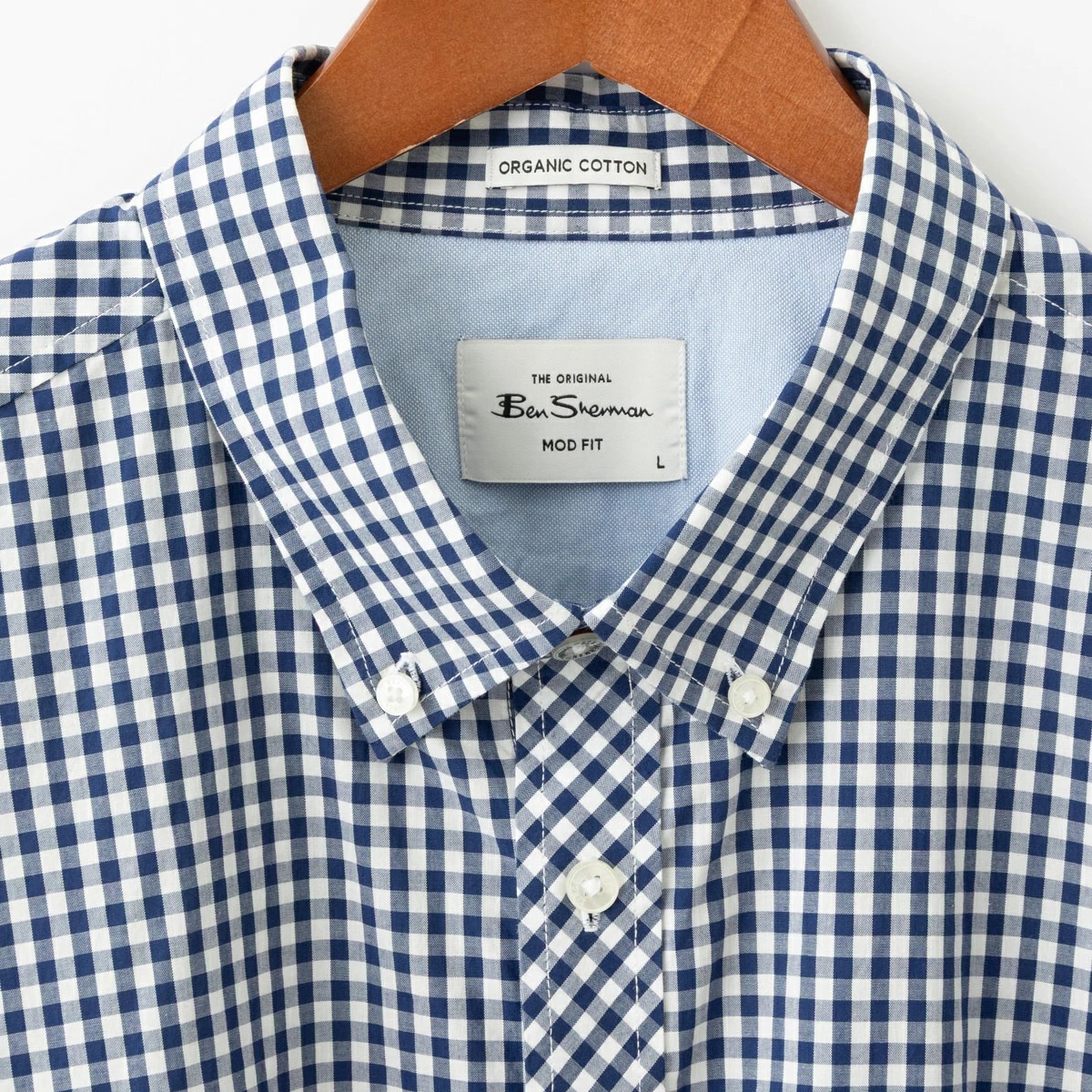 �٥󥷥㡼�ޥ� Ben Sherman Ĺµ����� ���󥬥�����å� �����å� �������֥롼 MOD FIT �ܥ�������� �������˥å�