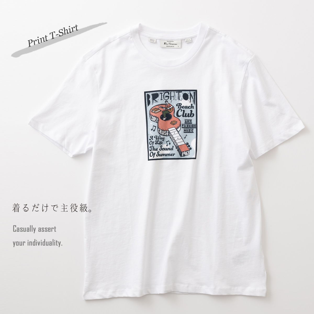 Ben Sherman �٥󥷥㡼�ޥ� T����� �ץ��� ������ �ܡ��� ����饯���� �������˥å����åȥ� Ⱦµ �쥮��顼�ե��å� �ۥ磻��