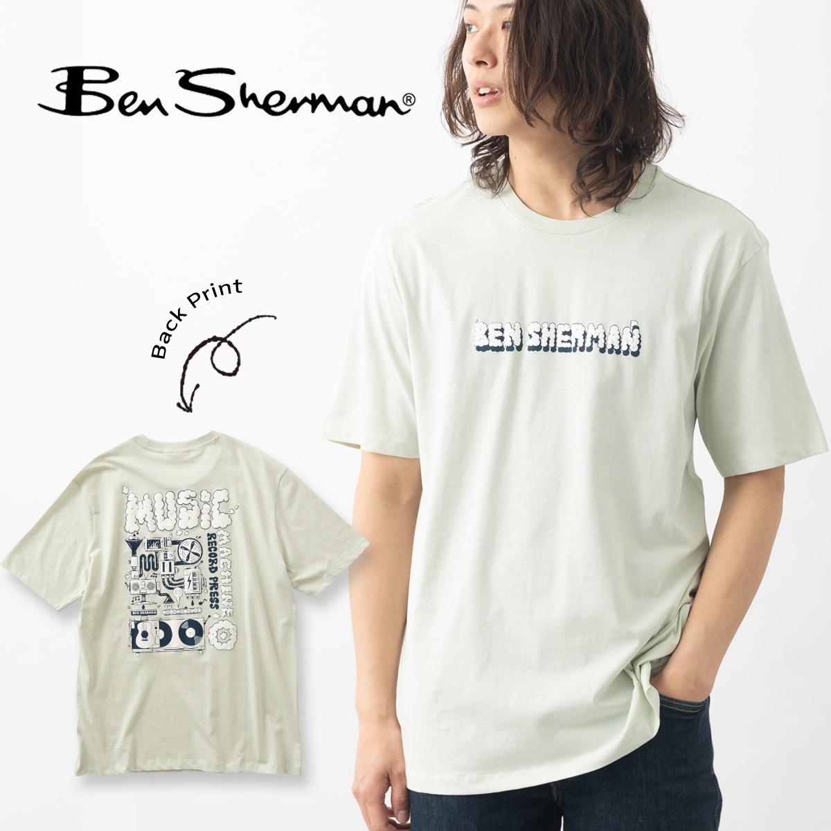 Ben Sherman �٥󥷥㡼�ޥ� T����� �Хå��ץ��� �쥳���� �ߥ塼���å� �������˥å����åȥ� Ⱦµ ���å����ե��å� �饤�ȥ��꡼��