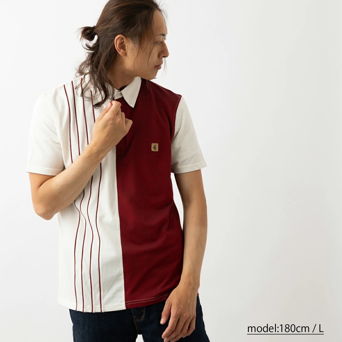 GRANCY 短丈ポロシャツ レッド GRANCY ポロシャツ 「GRANCY」Ziplayered Wideshort Poloshirt