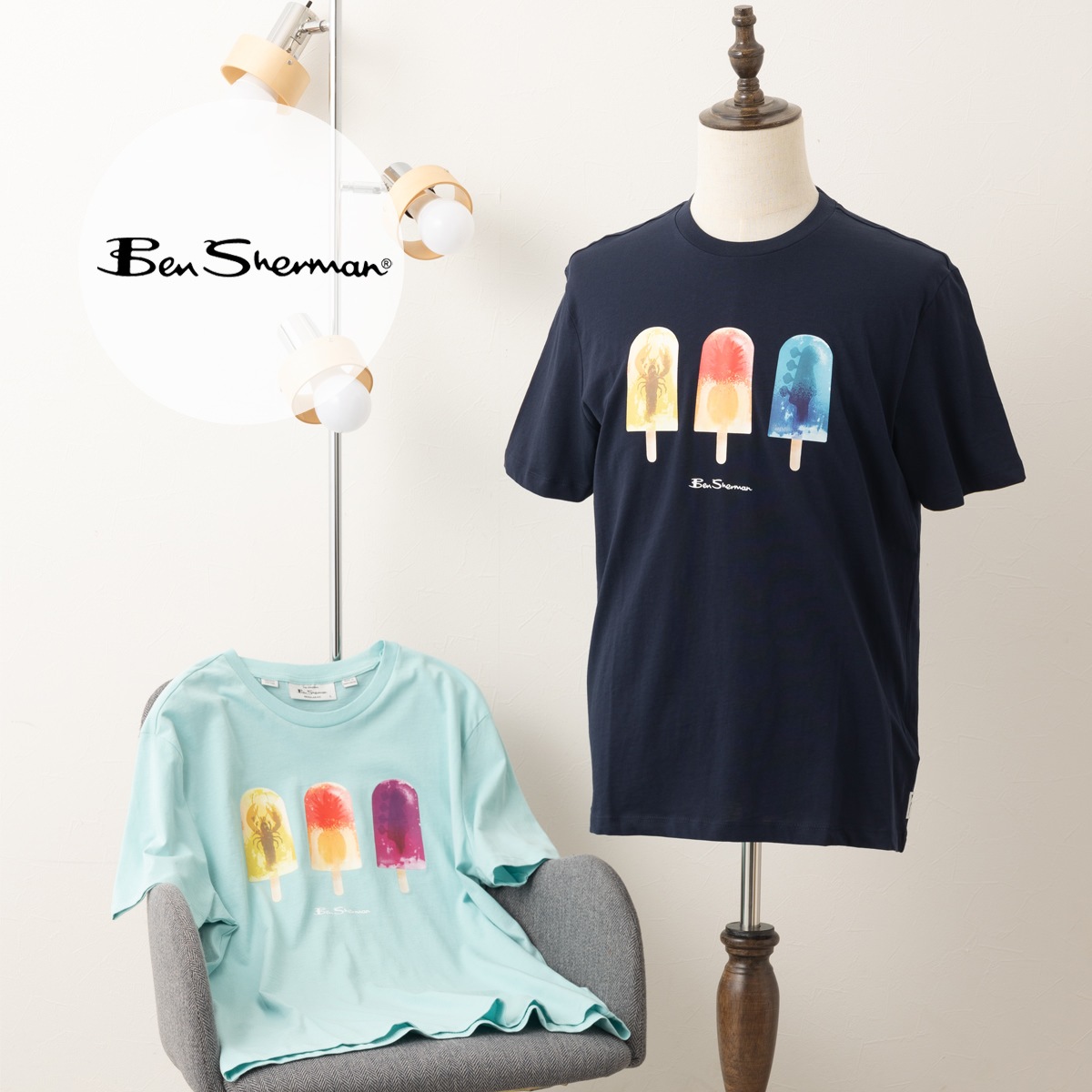 Ben Sherman �٥󥷥㡼�ޥ� T����� �ץ��� �����������ǥ��� ������ �����꡼������ �������˥å����åȥ� Ⱦµ �쥮��顼�ե��å� �������ͥ��ӡ� �ߥ�ƥ��֥롼