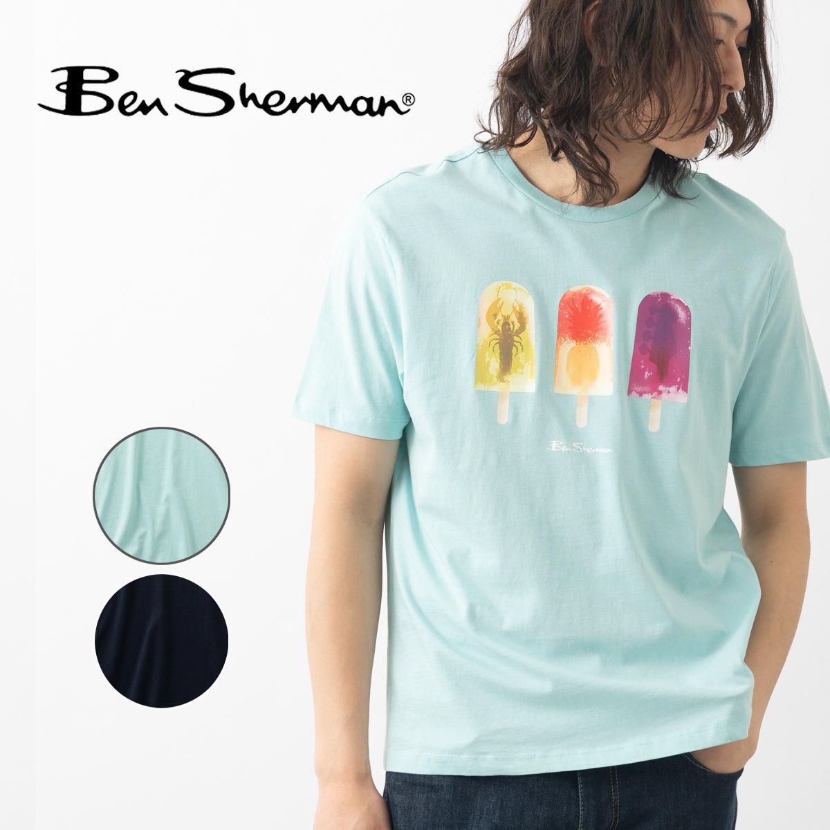 Ben Sherman �٥󥷥㡼�ޥ� T����� �ץ��� �����������ǥ��� ������ �����꡼������ �������˥å����åȥ� Ⱦµ �쥮��顼�ե��å� �������ͥ��ӡ� �ߥ�ƥ��֥롼