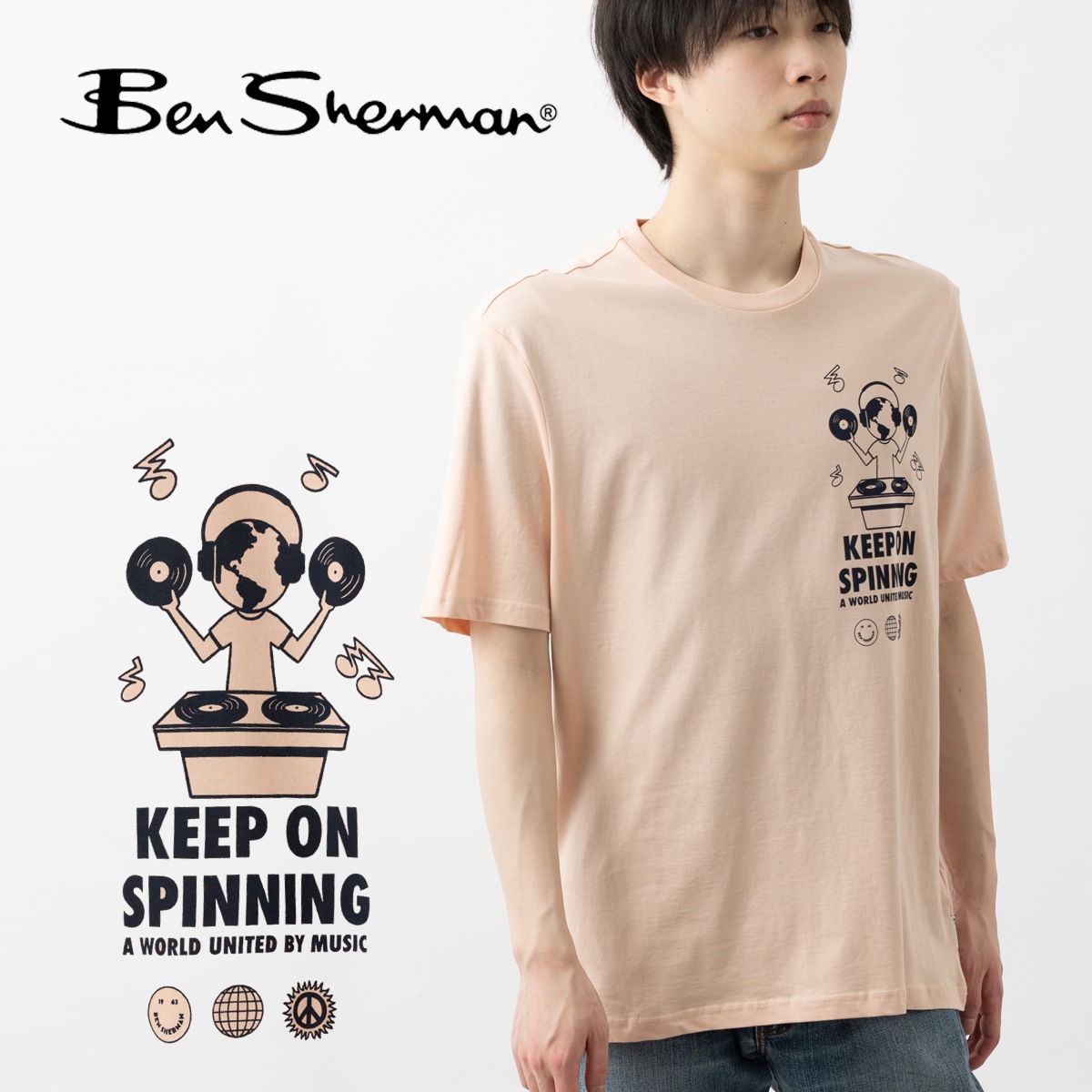 Ben Sherman �٥󥷥㡼�ޥ� T����� DJ �ߥ塼���å� �֥�å���ԥ� ���å����ե��å� ��˥��å��� 