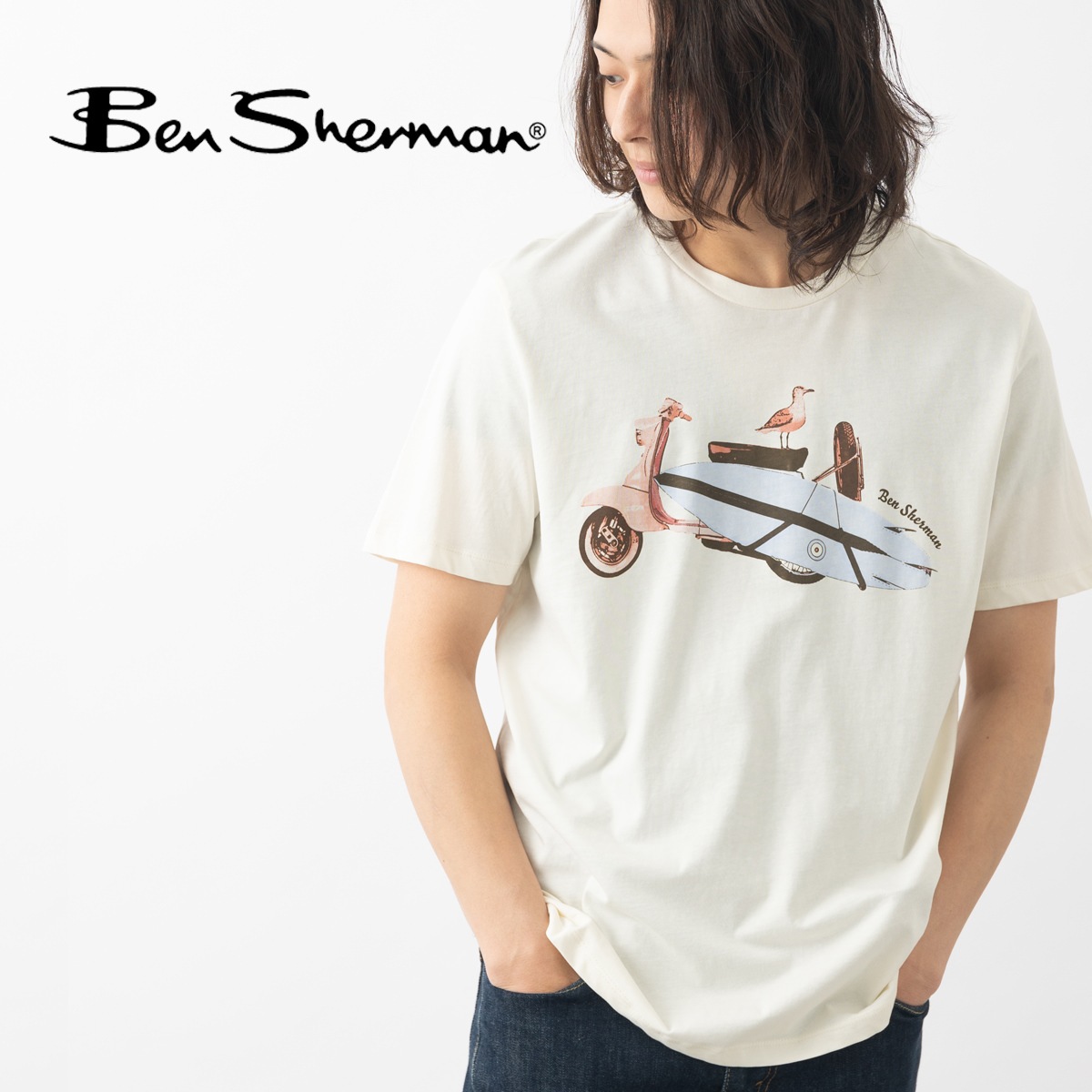 Ben Sherman �٥󥷥㡼�ޥ� T����� �ץ��� ���������� �����եܡ��� �������˥å����åȥ� Ⱦµ �쥮��顼�ե��å� �����ܥ꡼