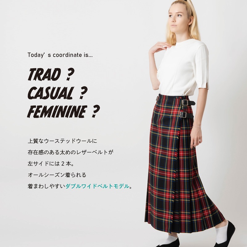 O’NEIL OF DUBLIN マキシ丈スカート 90cm Wワイドベルト O'NEIL of DUBLIN スカート OF オニールオブダブリン マキシ丈
