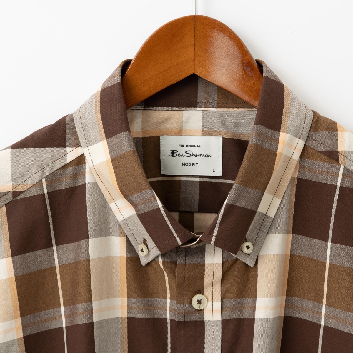 Ben Sherman �٥󥷥㡼�ޥ� Ⱦµ����� �֥��å� �����å��� �������֥饦�� �ܥ�������� MOD FIT �������˥å����åȥ�