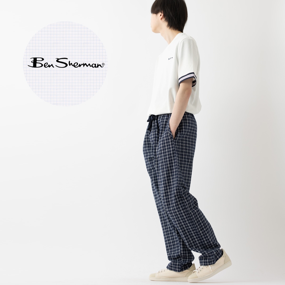 �٥󥷥㡼�ޥ� Ben Sherman �����å��� �ȥ饦���� �ѥ�� �ޥ�� REGULAR FIT �����Ǻ� ���å���  ��˥��å��� 
