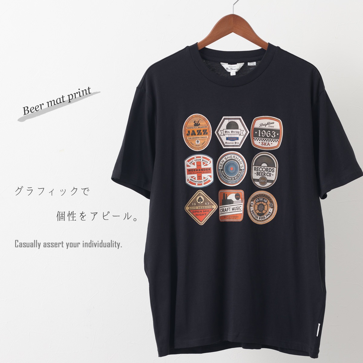 Ben Sherman �٥󥷥㡼�ޥ� T����� Ⱦµ �֥�å� �ӥ��ޥå� �ץ��� �������˥å����åȥ� �쥮��顼�ե��å�
