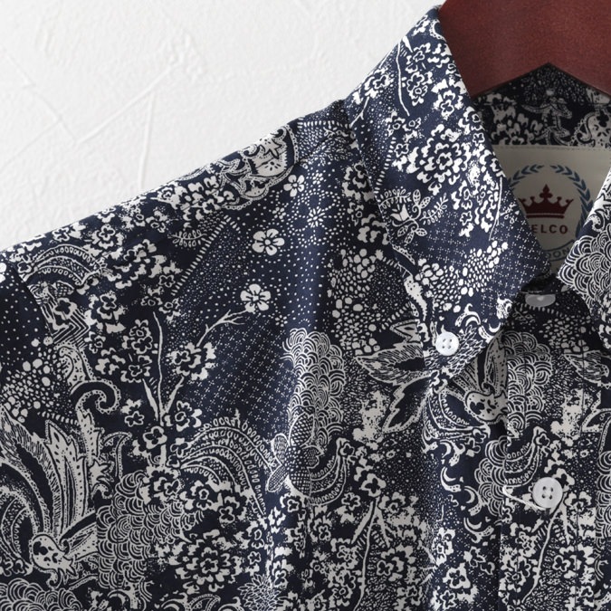 レルコロンドン Relco London シャツ 長袖 Relco レルコ Relco メンズ 半袖シャツ 花柄シャツ レルコ レトロ ネイビー モッズファッション
