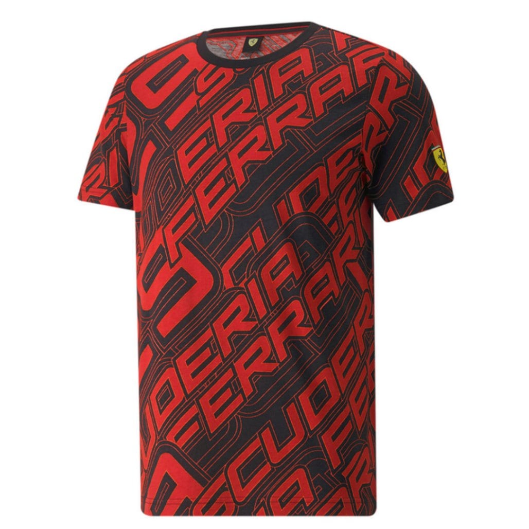 PUMA フェラーリ SF レース AOP Tシャツ レッド ブラック