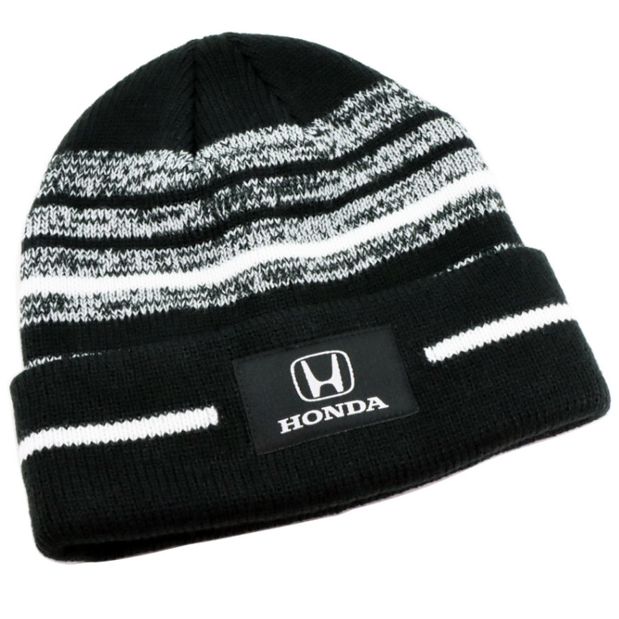 US限定 HONDA ホンダ グレー ホワイト ブラック ストライプ エンブレム ロゴ ビーニー
